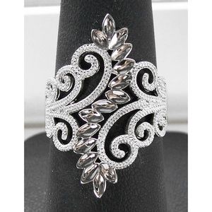 925 STERLING SILVER Leaves & Scrolls Filigree Statement Ring